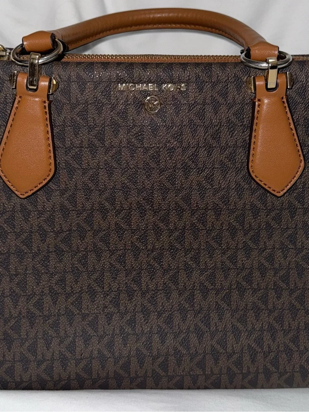 Michael Kors Brown and Tan Logo Briefcase Satchel